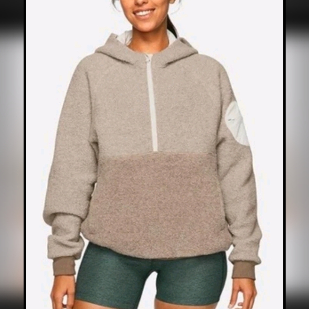 Outdoor Voices Fuzzy Comfy Tan Hoodie Size Small